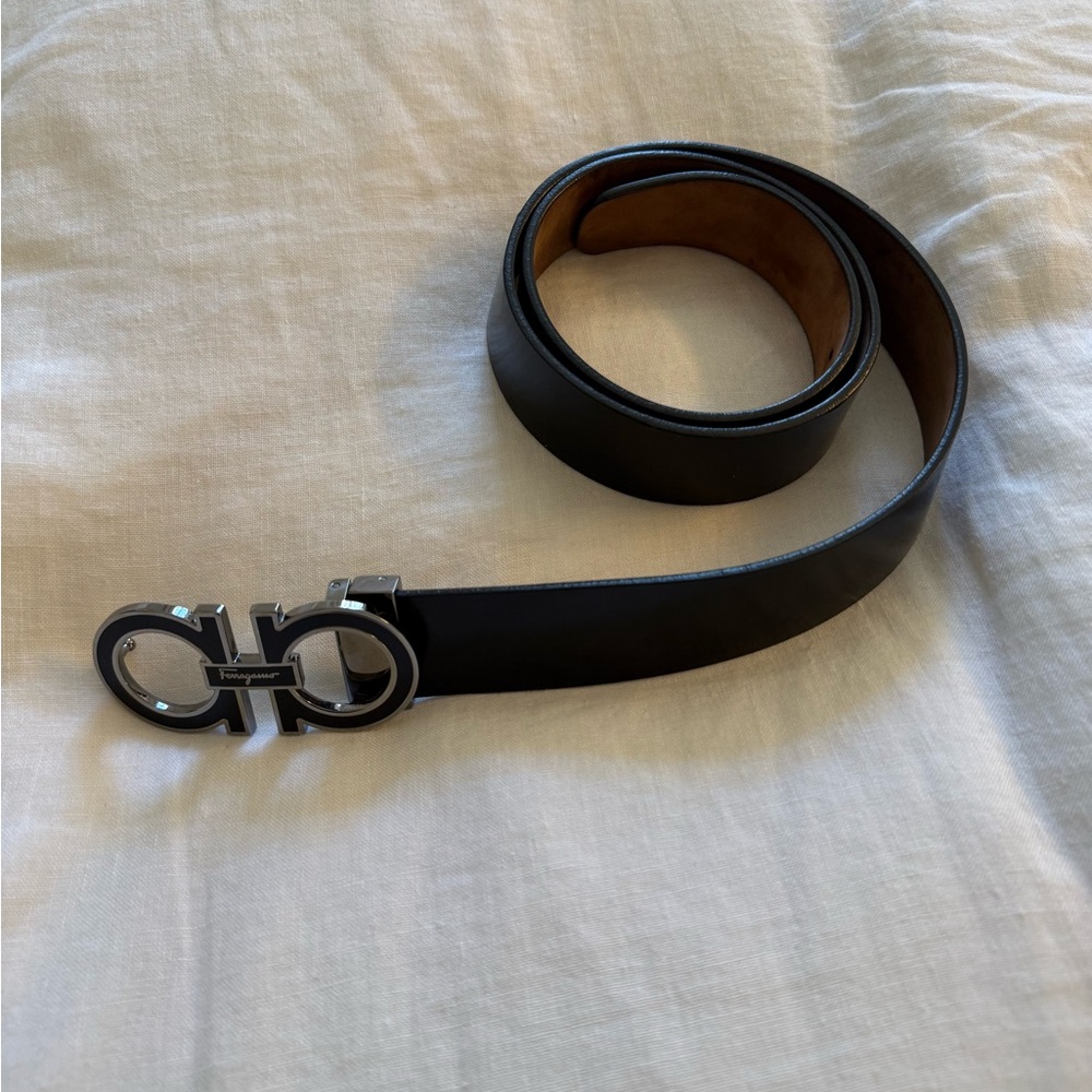 Salvatore Ferragamo Black Leather Belt